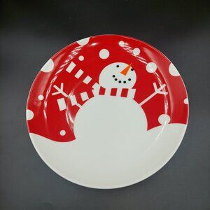 CRATE & BARREL CHRISTMAS HOLIDAY SNOWMAN 7" PLATE EUC REPLACEMENT